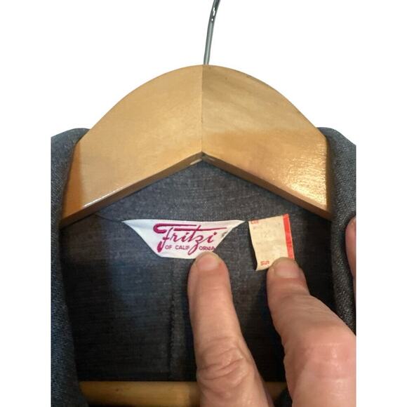 Vintage Fritzi Women's Soft Belted Button Up Shirt Dress Size M Gray Long Sleeve - Picture 6 of 8